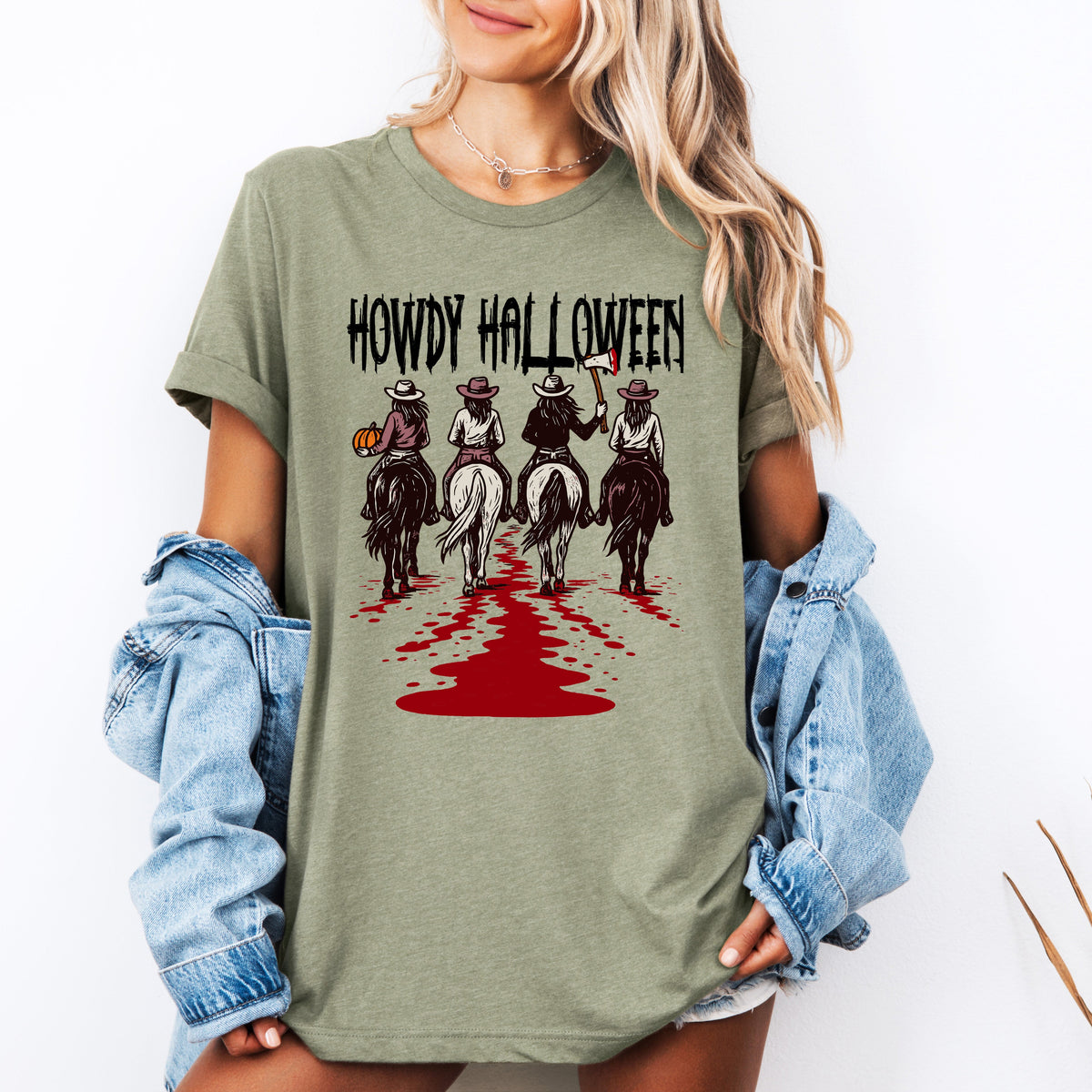 Howdy Halloween Western Cowgirl Spooky Vibe Inspired by Desert Nights and Saloon Legends Graphic Tee