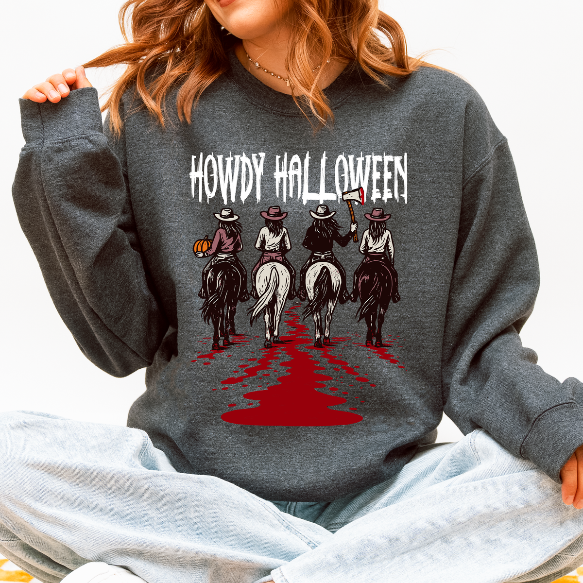 Howdy Halloween Cowgirls Western Spooky Vintage Inspired Parade Edition Sweatshirt