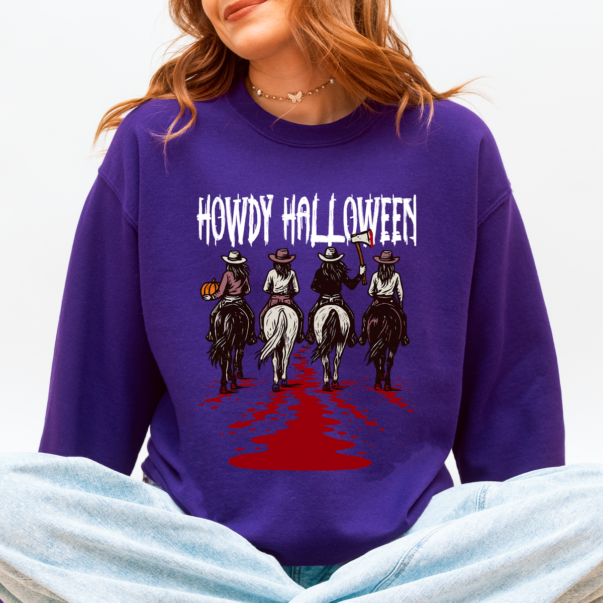 Howdy Halloween Cowgirls Western Spooky Vintage Inspired Parade Edition Sweatshirt