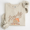 Howdy Cowboy Boots Western Country Cowgirl Rustic Rodeo Style Artsy Vintage Print Cozy Fleece Sweatshirt