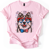 Husky Patriotic Dog USA Flag Fourth Of July Celebration For Pet Lovers Graphic Tee