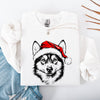 Husky Santa Christmas Dog Lover Festive Holiday Theme For Pet Lovers Cozy Fleece Sweatshirt