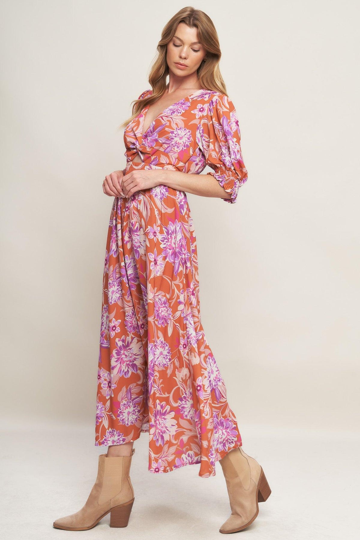 MEADOW SERENADE WOVEN MIDI DRESS