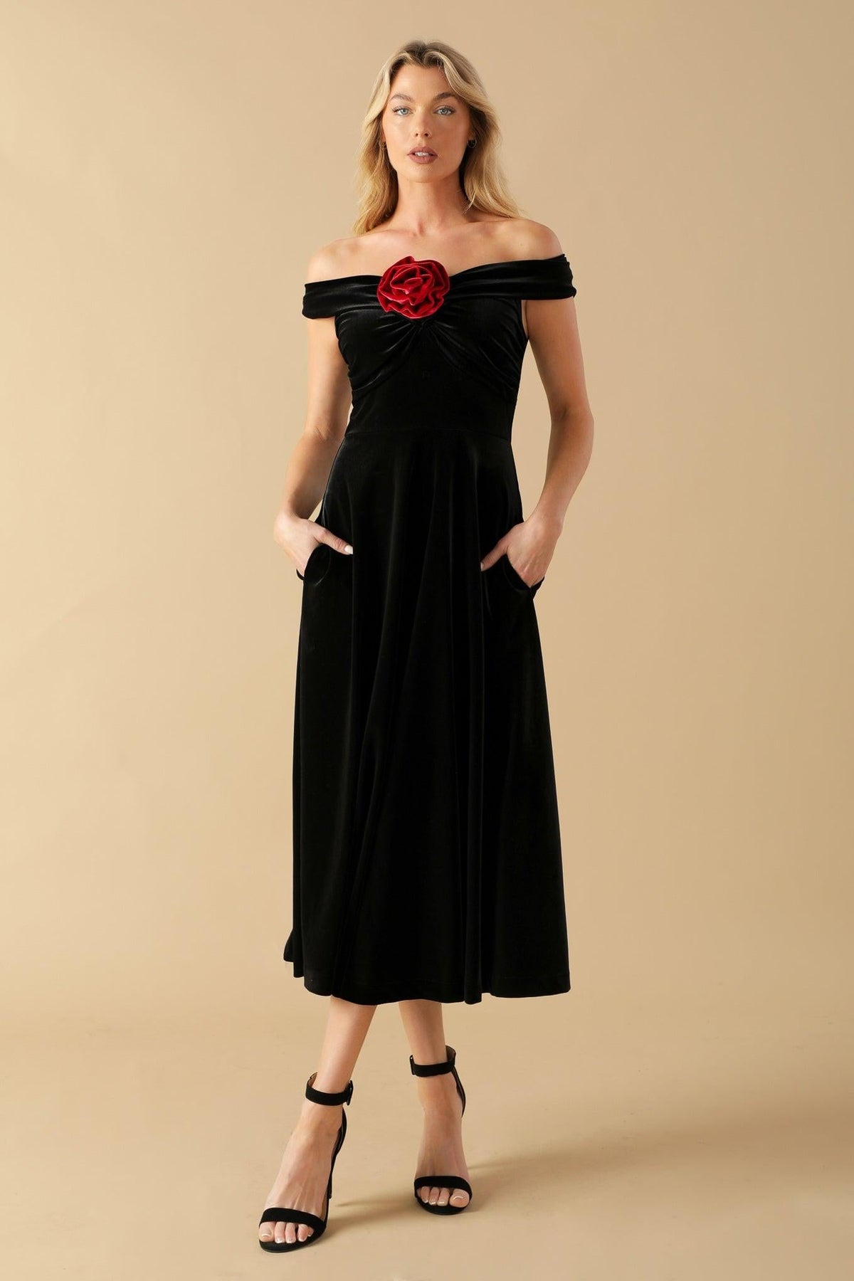 BE THERE FOR YOU VELVET MIDI DRESS