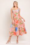 PEACH PETAL WOVEN MIDI DRESS