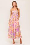 BREEZE SONG PINK WOVEN MIDI DRESS