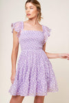 PLAYFULLY POSH LAVENDER WOVEN MINI DRESS
