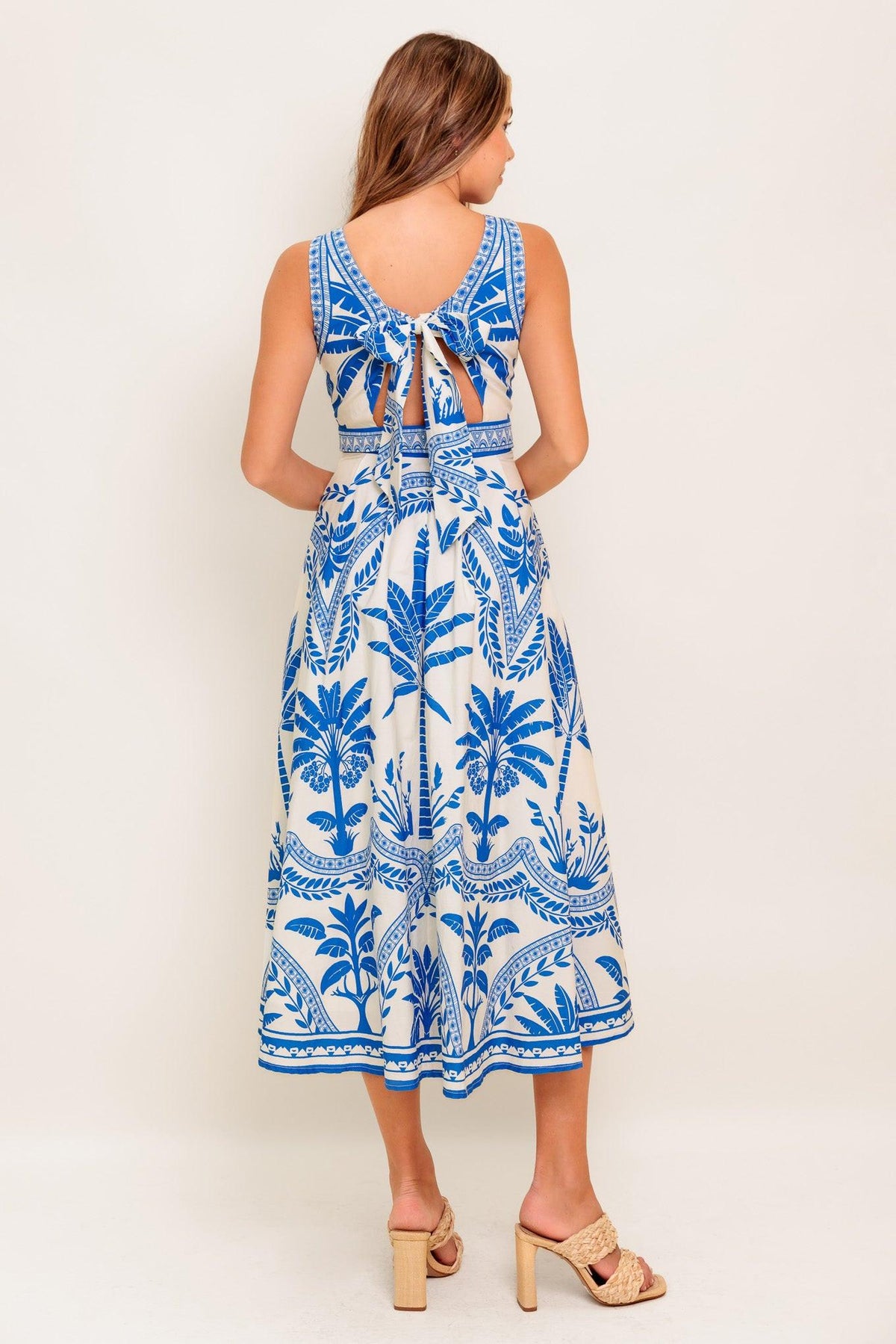 OCEAN PETALS WOVEN MIDI DRESS
