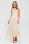 OCEAN SHEEN TENDER CREAM WOVEN MIDI DRESS