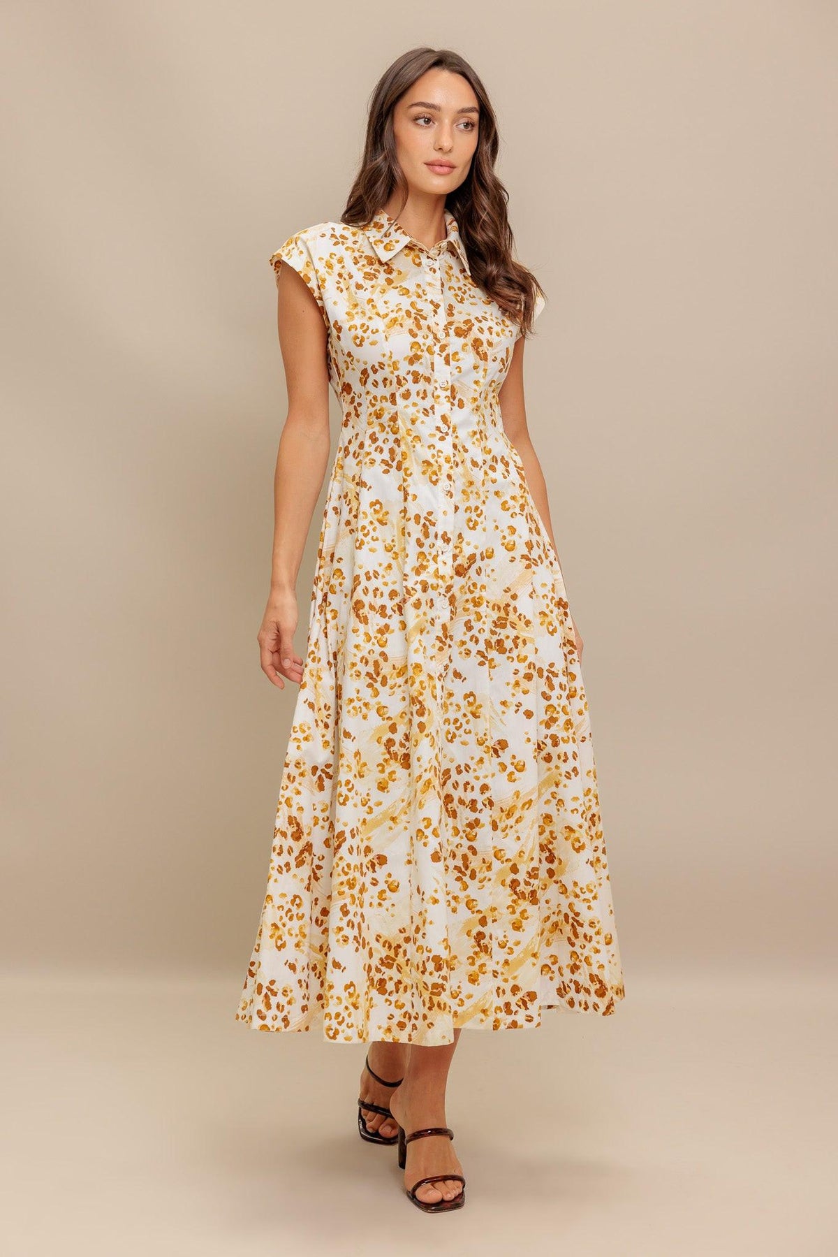 BUTTERCUP KISS WOVEN MIDI DRESS