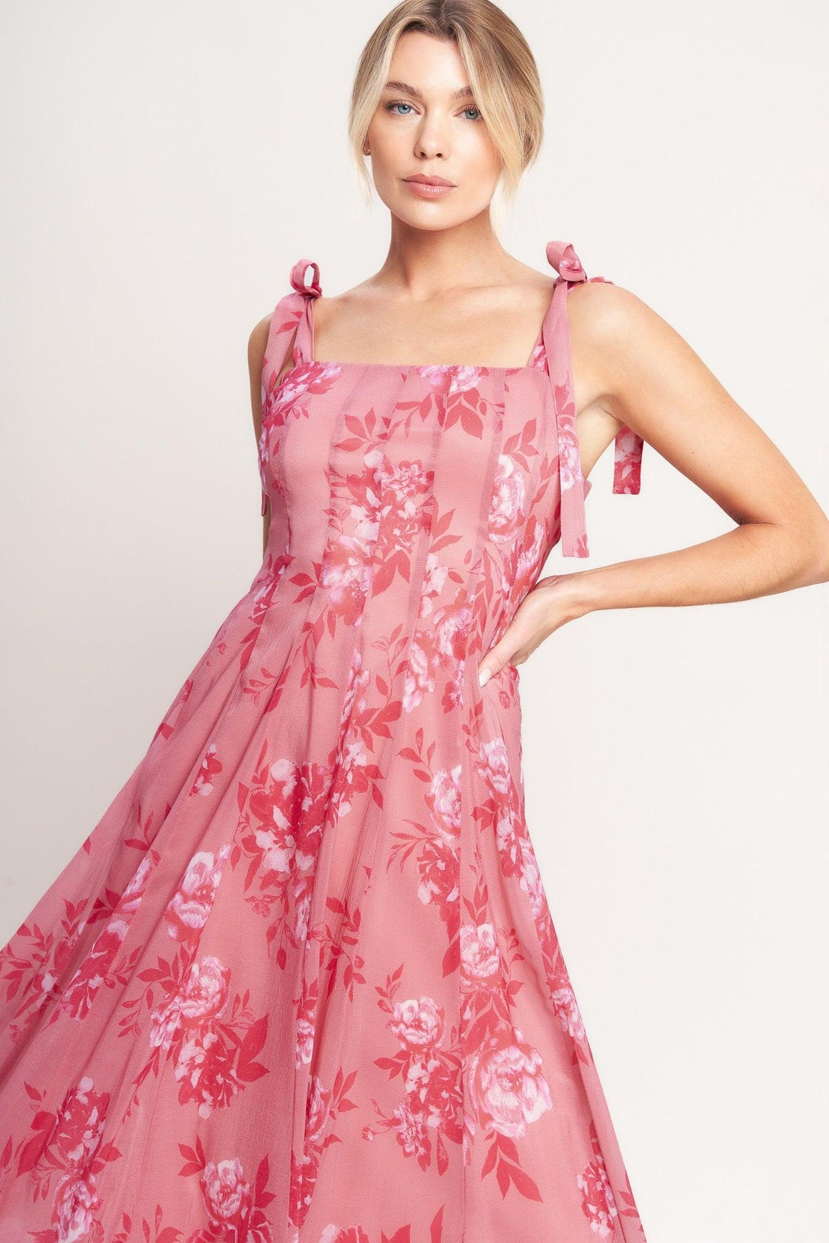 ROMANTIC CANOPY WOVEN MIDI DRESS