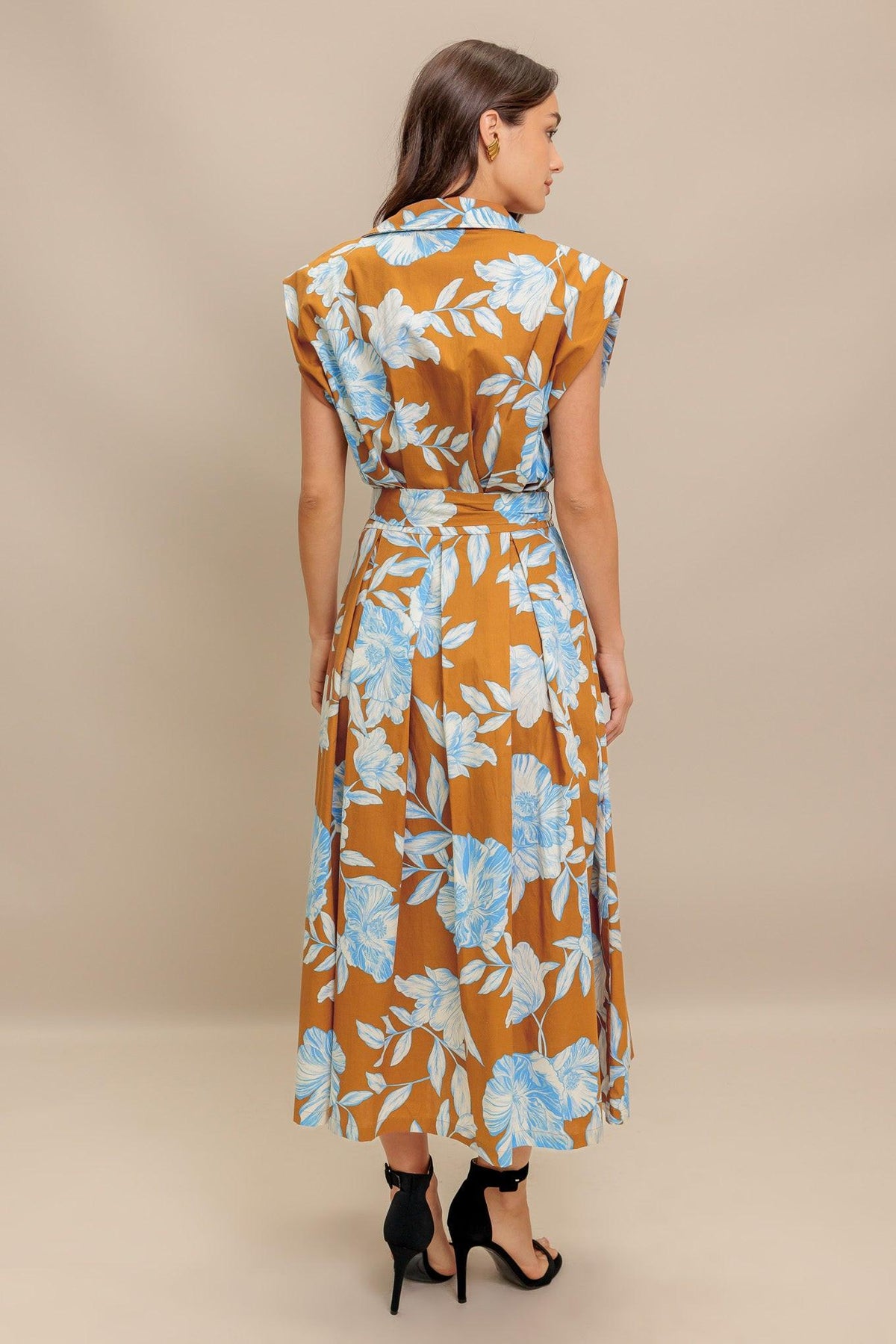 ISLAND FLARE WOVEN MIDI DRESS