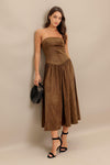 WILD ESPRESSO FAUX SUEDE MIDI DRESS
