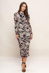 MUTED ROMANCE POWER MESH MIDI DRESS