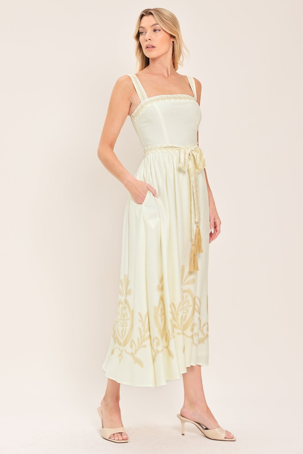 MOONLIT GARDEN WOVEN MIDI DRESS