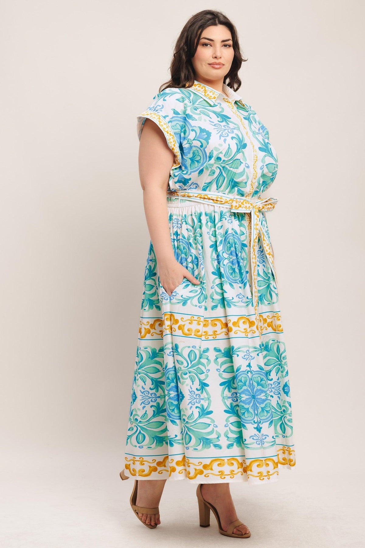 BLUE REGALIA WOVEN MIDI DRESS