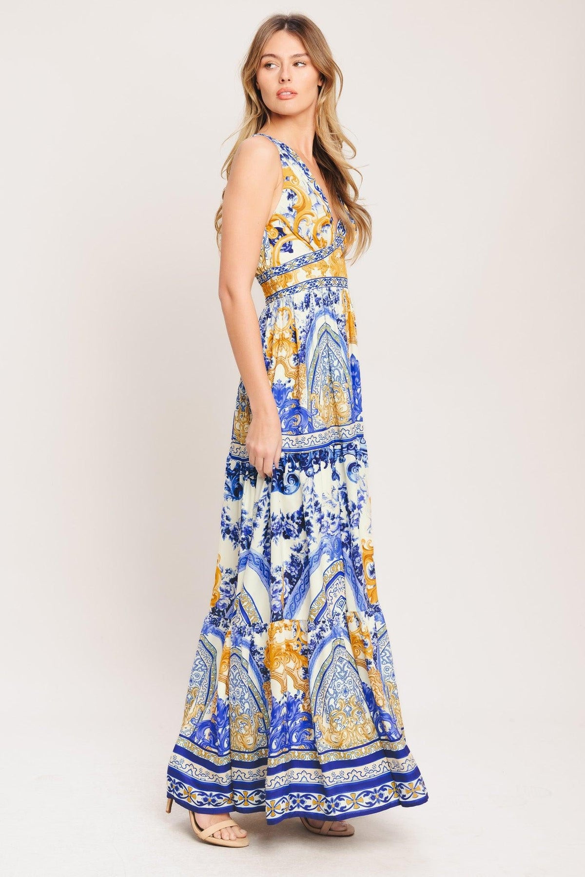 AZURE PALAZZO WOVEN MAXI DRESS