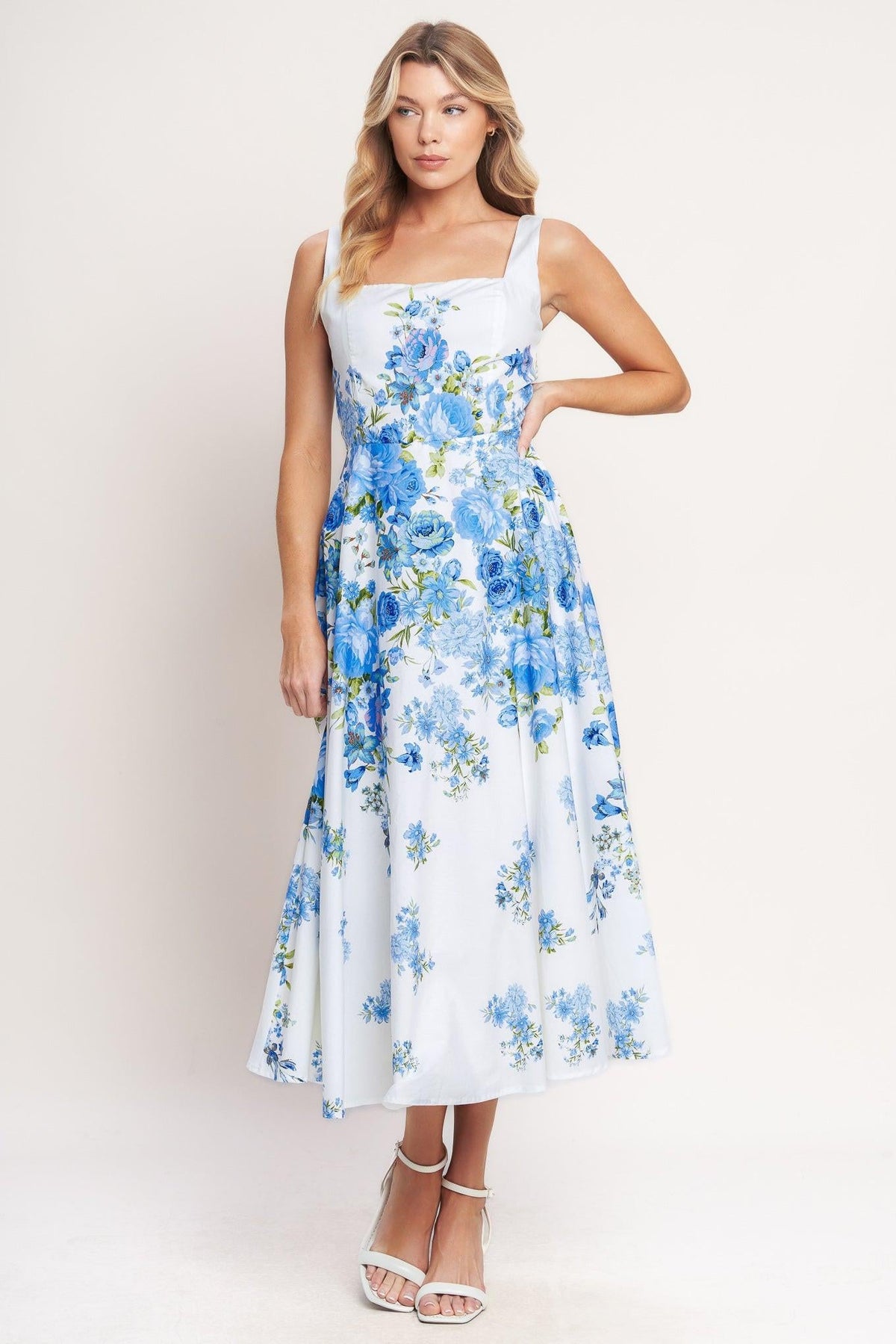CLASSIC BLOOM DAY WOVEN MIDI DRESS