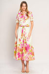 PEONY BLOOM WOVEN MIDI DRESS