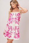 CHIC BLOSSOM WOVEN MINI DRESS