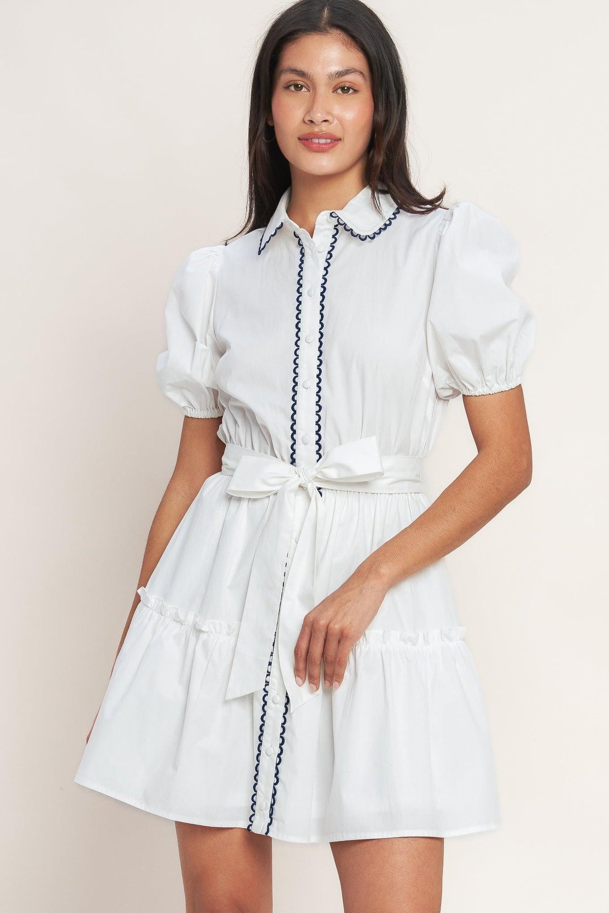 A LITTLE BIT LOVELY WOVEN MINI DRESS
