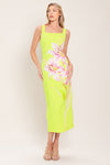 LUSH LIME WOVEN MIDI DRESS