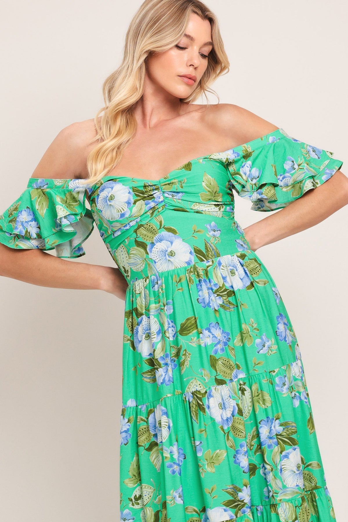 FRESH BLOSSOM WOVEN MAXI DRESS