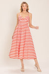BOARDWALK STRIPE WOVEN MIDI DRESS