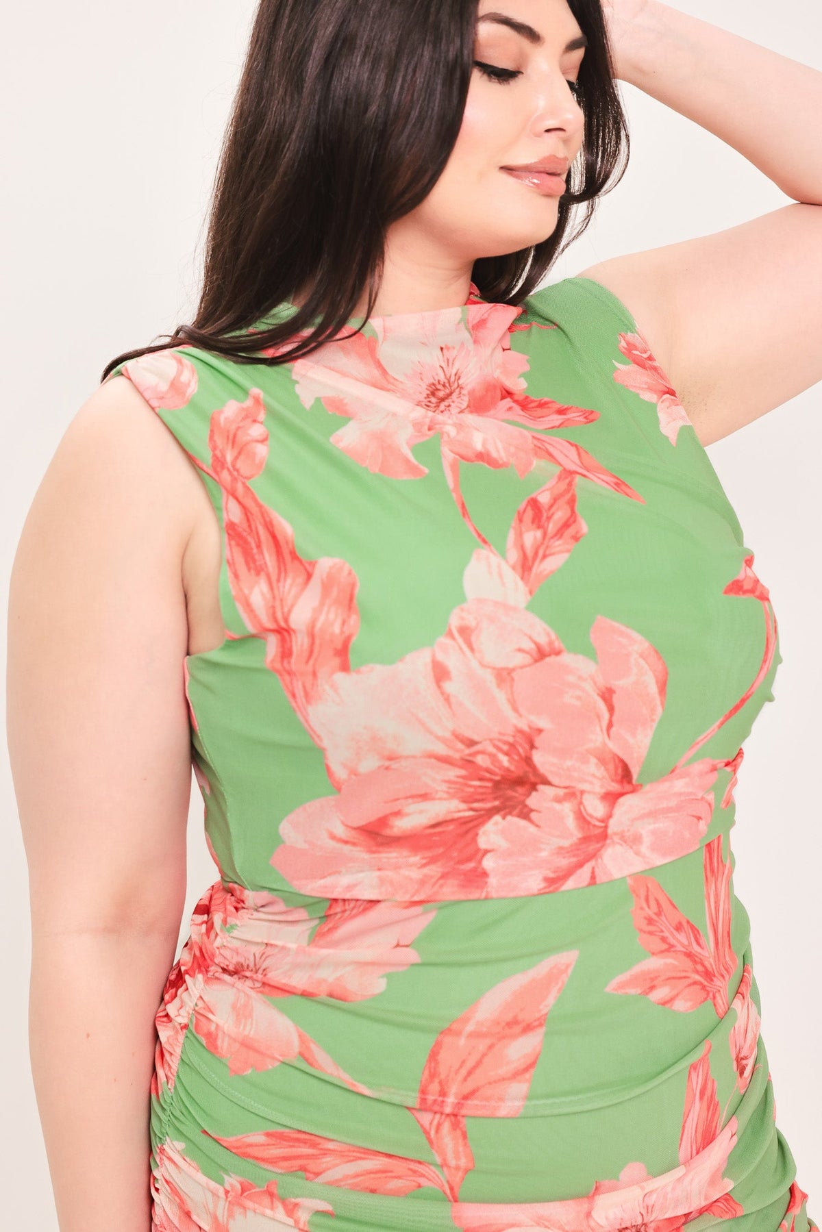 PARADISE GLOW POWER MESH MIDI DRESS