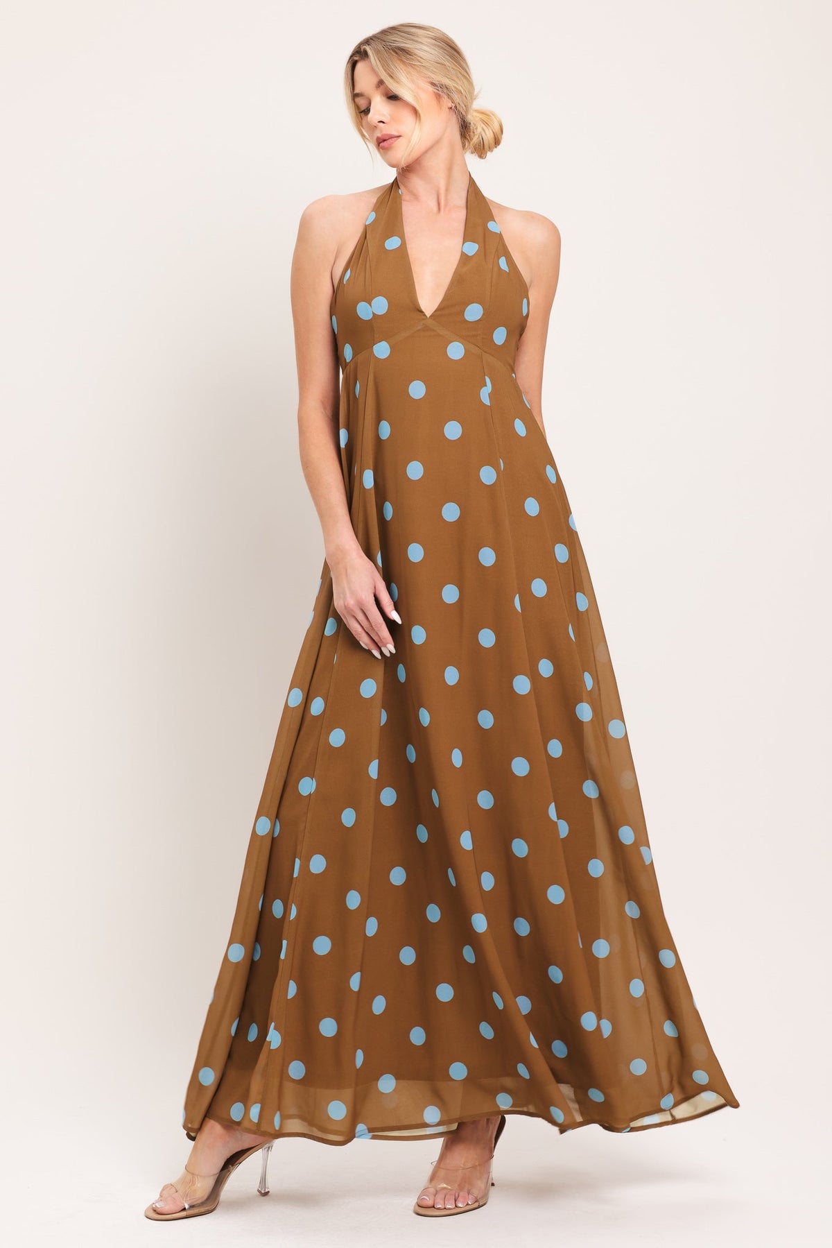 DOTTY LOVE WOVEN MIDI DRESS