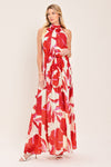 FIJI FLOWER HALTER WOVEN MAXI DRESS