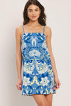 SANTORINI SKY WOVEN MINI SHIFT DRESS