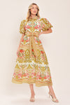 CHATEAU ROSE WOVEN MIDI SHIRT DRESS