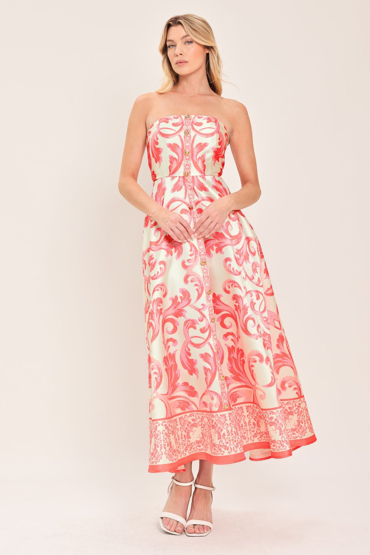 SUNSET ROYALTY WOVEN MIDI DRESS
