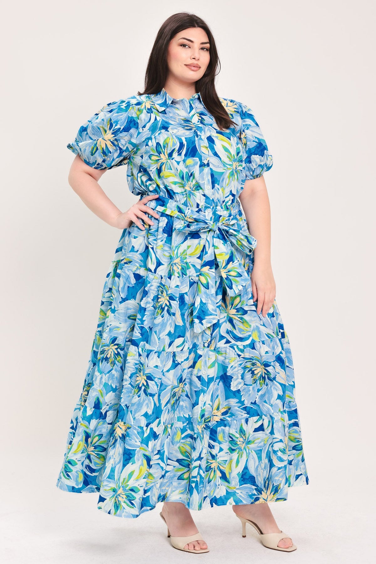 OCEAN GARDEN WOVEN MIDI DRESS