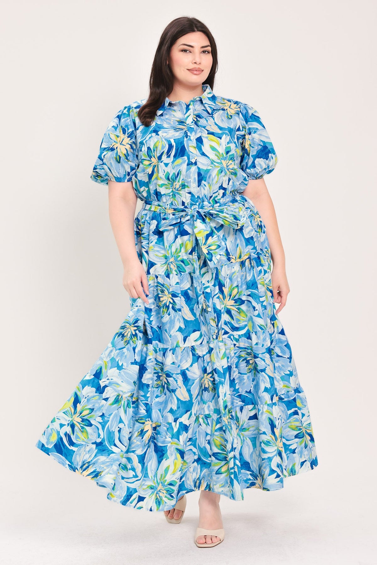 OCEAN GARDEN WOVEN MIDI DRESS