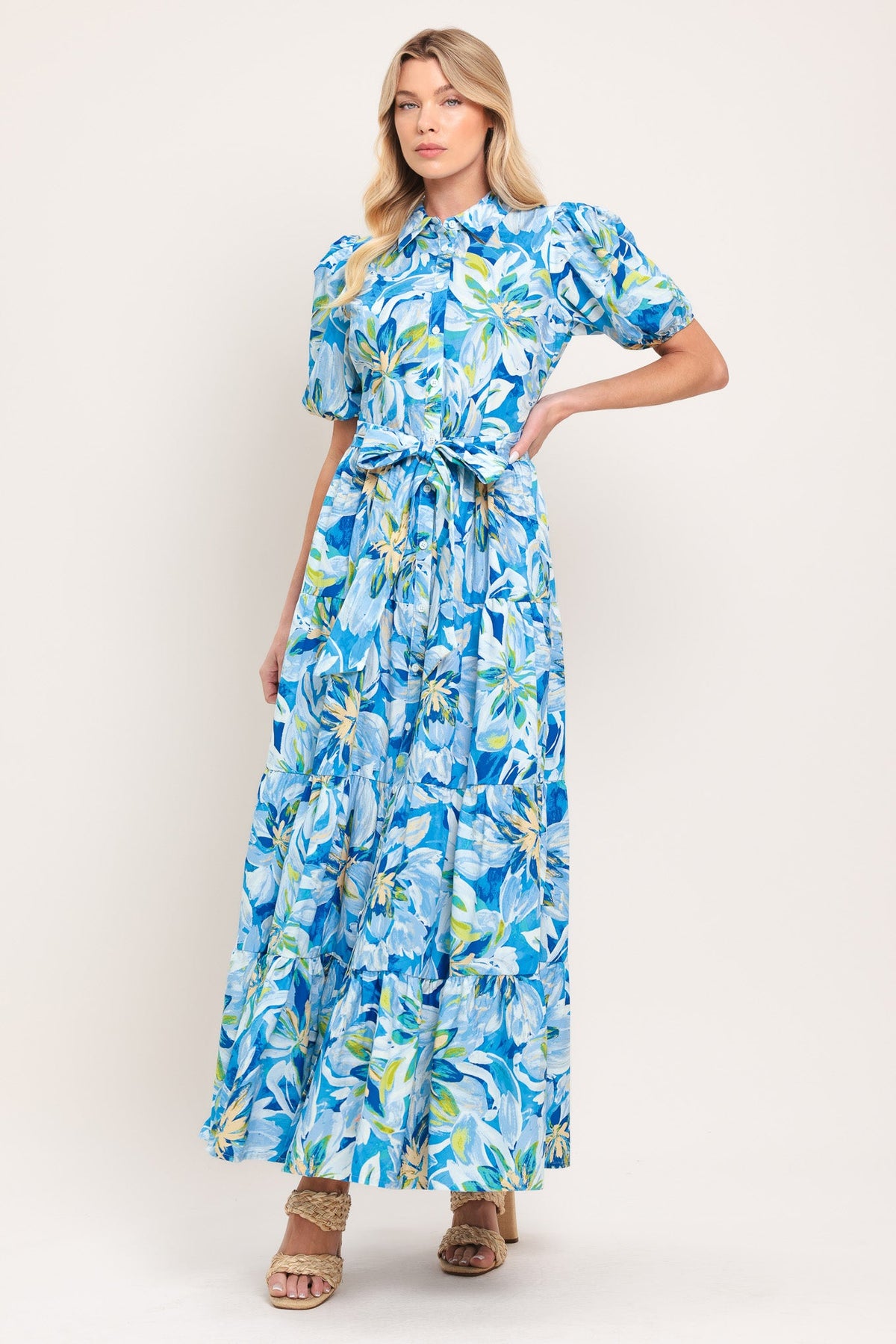 OCEAN GARDEN WOVEN MIDI DRESS