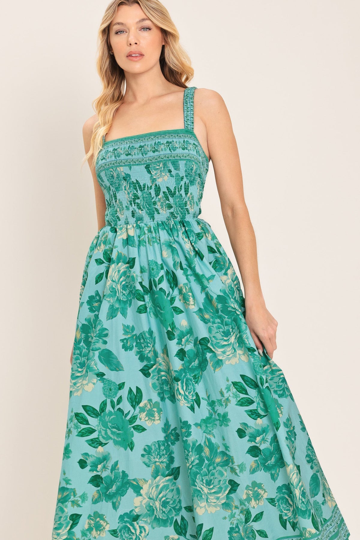 MINT PARADISO WOVEN MIDI DRESS