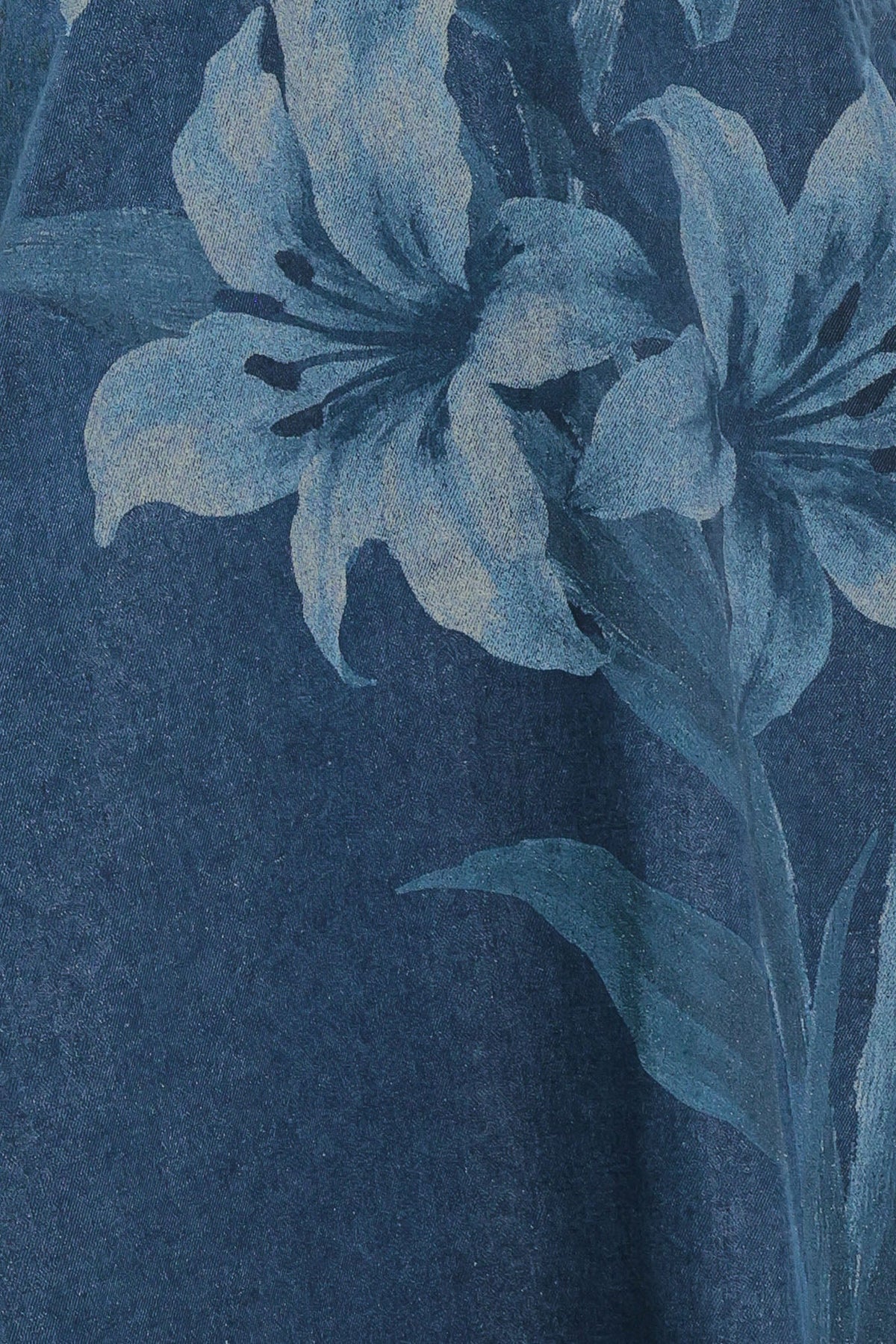MIDNIGHT BLOOM DENIM MIDI DRESS