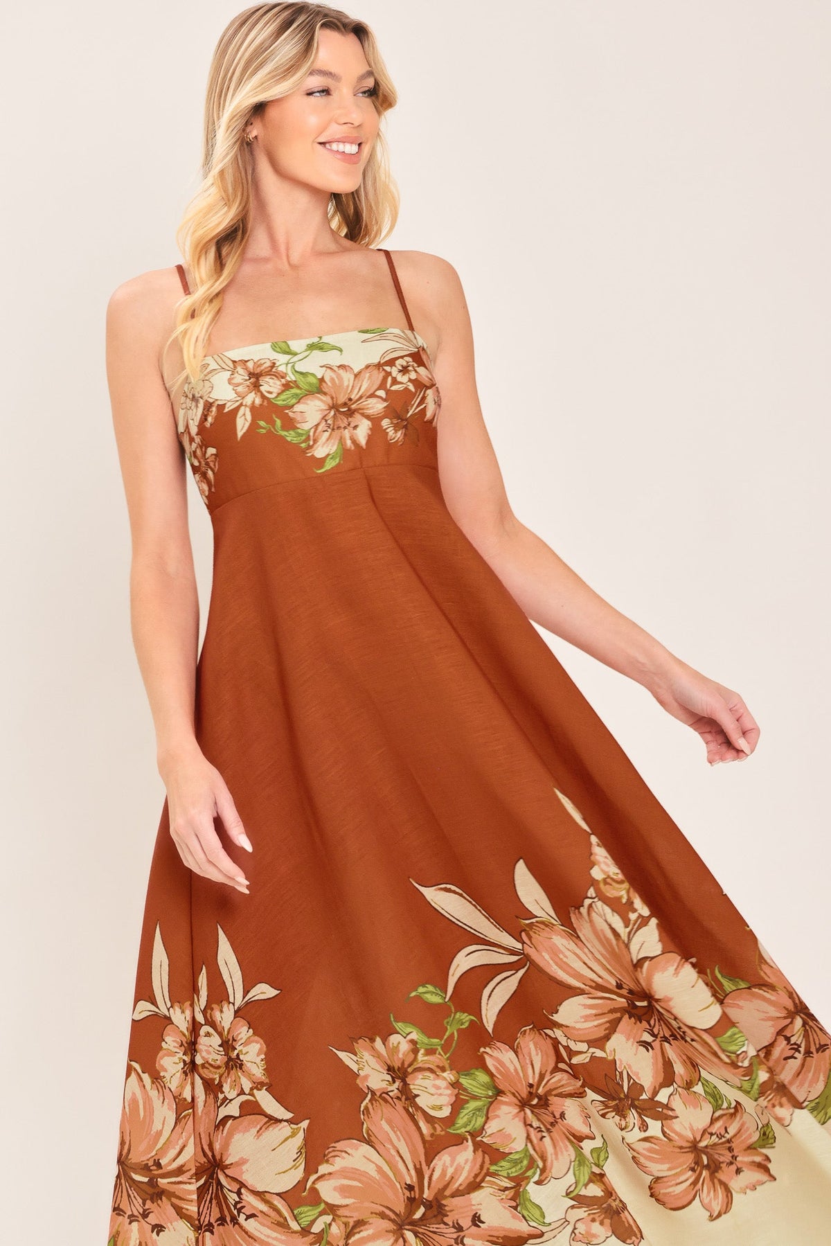 AUTUMN PETAL WOVEN MIDI DRESS