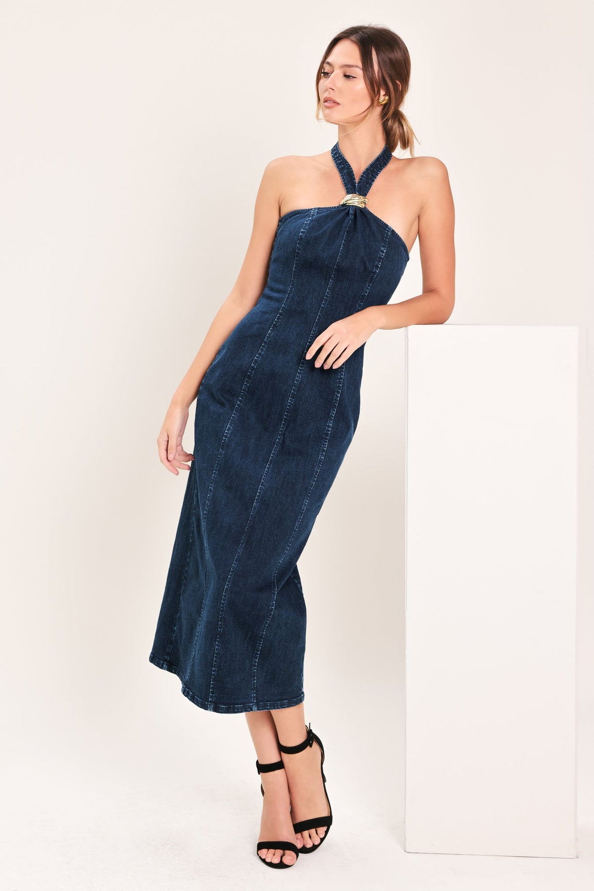 STATEMENT DENIM MIDI DRESS