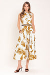 GOLDEN PETALS WOVEN MIDI DRESS