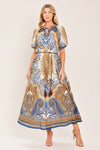 BAROQUE PAISLEY WOVEN MIDI DRESS
