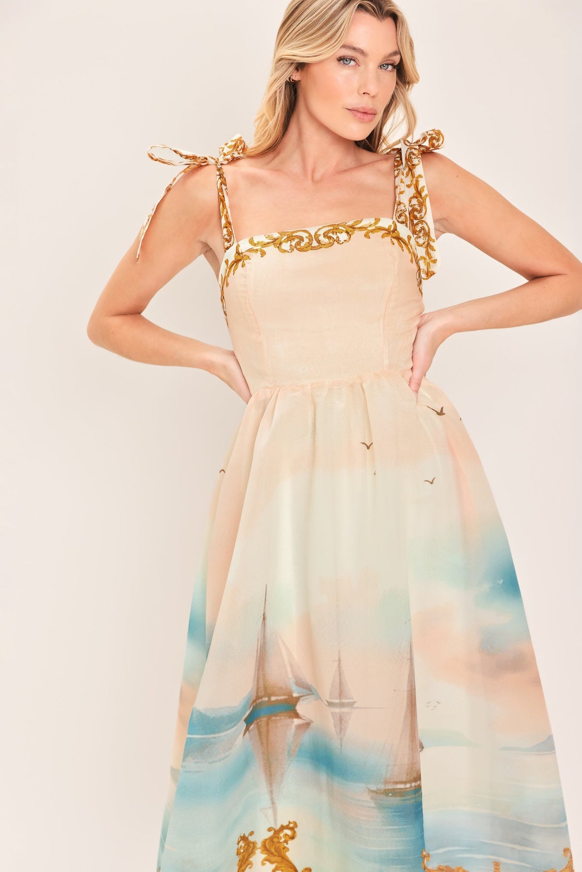 CAPRI COASTLIN WOVEN MIDI DRESS