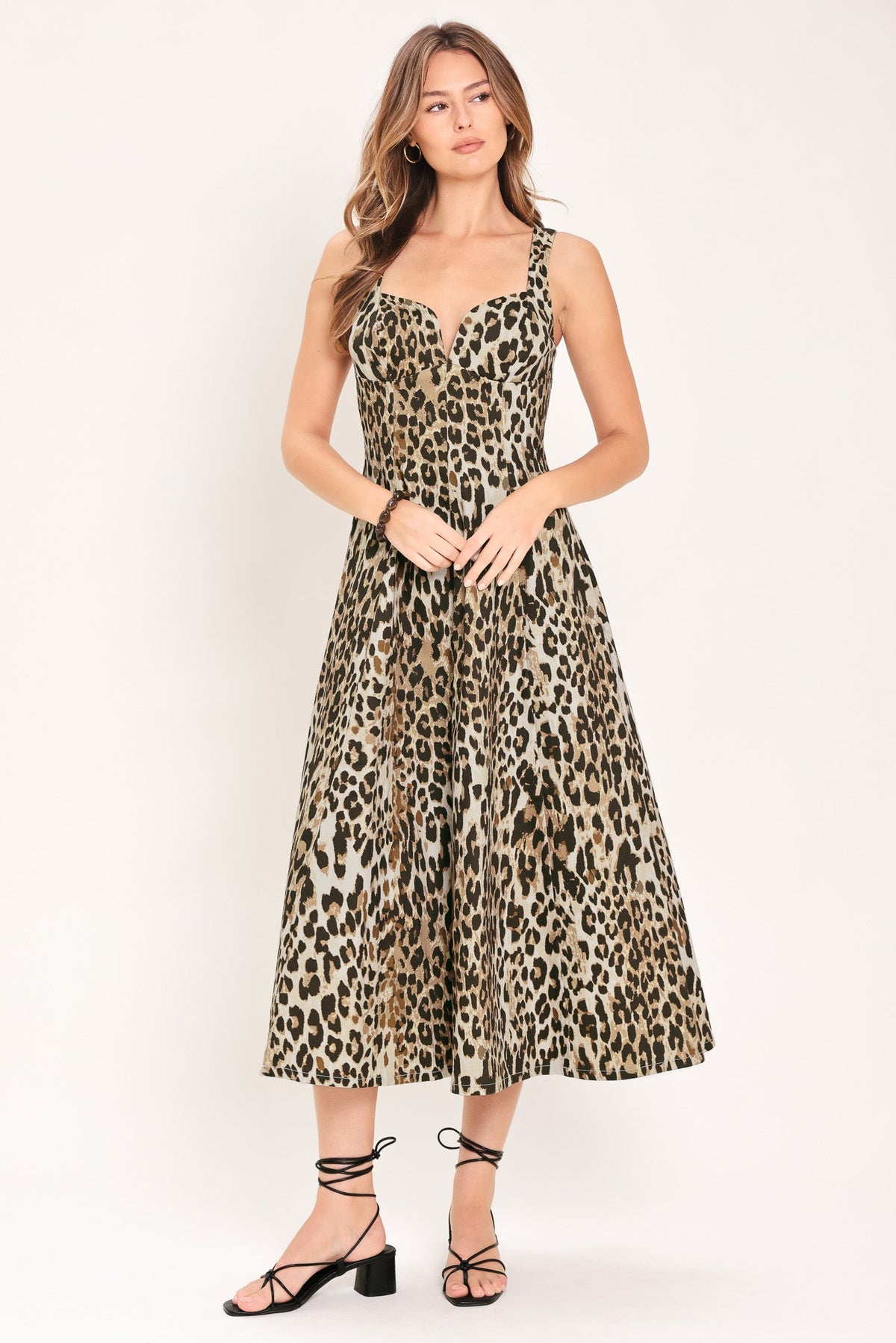 DESERT ROSE LEOPARD WOVEN MIDI DRESS
