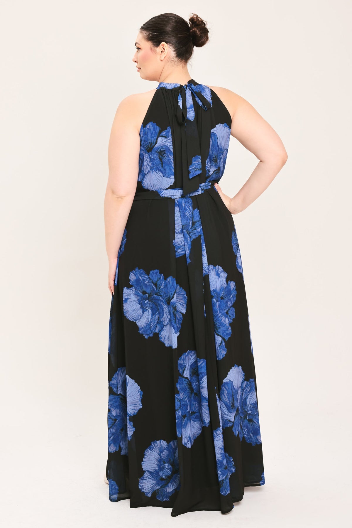 EVENING ORCHARD WOVEN HALTER MAXI DRESS