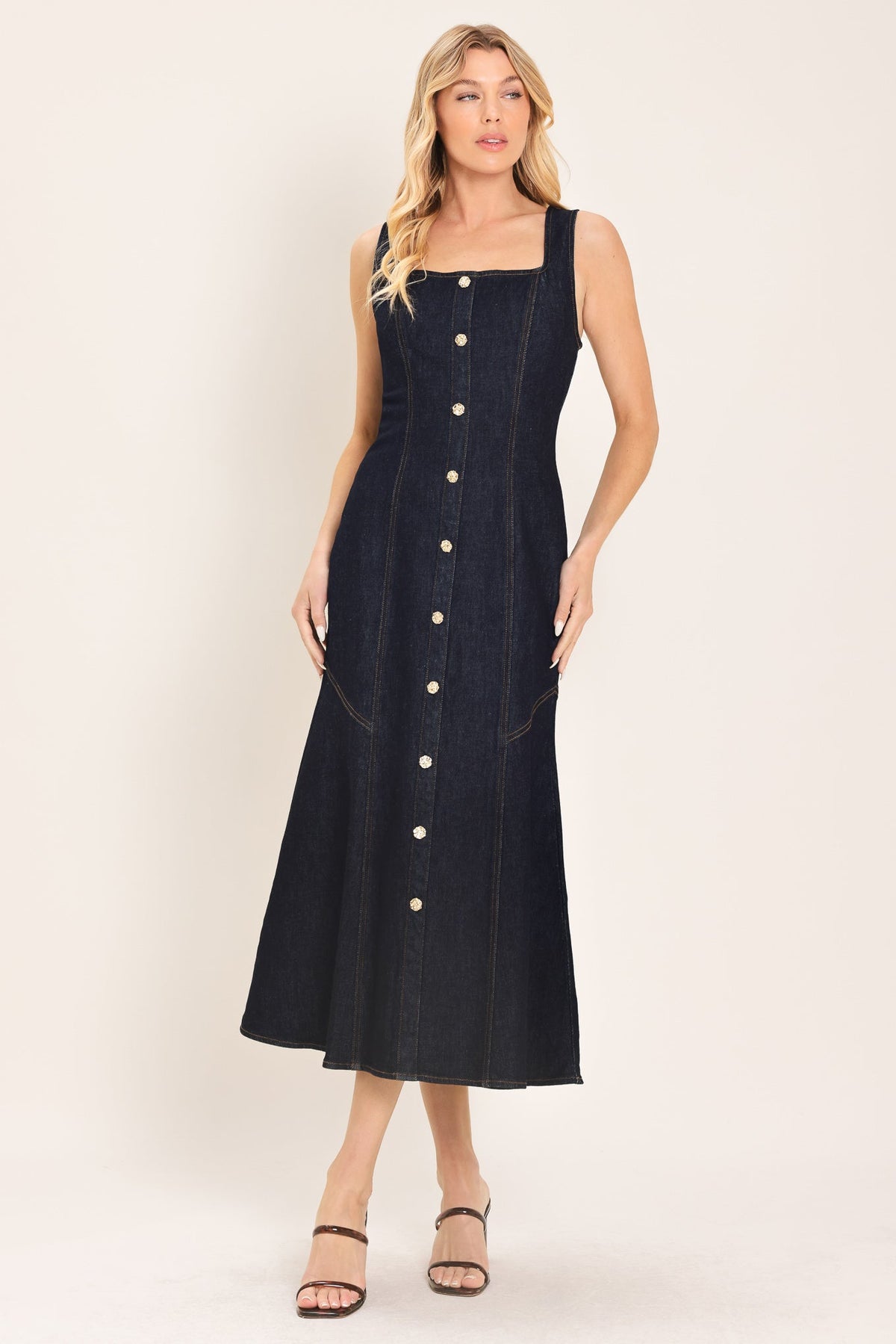 CHELSEA DENIM MIDI DRESS