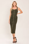 MODERN CARGO CHIC WOVEN TWILL MIDI DRESS