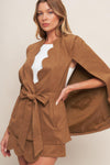 DESERT FLOWER FAUX SUEDE TOP
