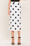 RETRO POLKA DOT WOVEN MIDI PENCIL SKIRT